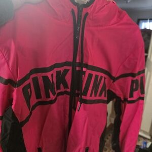 PINK Victoria's Secret Raincoat - Vibrant Pink with Black